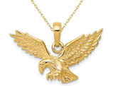 14K Yellow Gold Eagle Charm Pendant Necklace with Chain